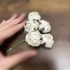 造花　ペーパーフラワー　芍薬　ピオニー　白　ホワイト　5輪