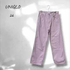 【ユニクロ】バギージーンズ シンプル カジュアル コットン100% ピンク 26