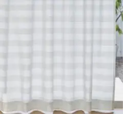 １枚　無印良品ＵＶカット熱を通しにくいボーダー防炎ボイルカーテン１００×１７６