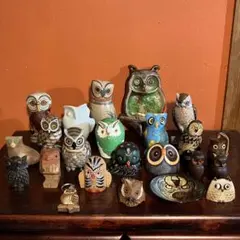 ふくろう　置物　まとめ売り　フクロウ　オブジェ　工芸品　陶器　木彫り