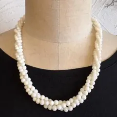 天然白珊瑚 3連ネックレス 51cm シルバー 大人上品コーラル