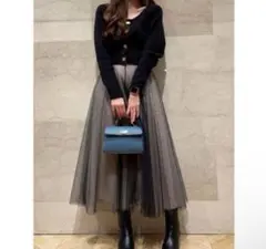 スナイデル　フレアチュールコンビニットワンピース　カーデ×チュールスカートセット