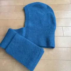 GU by rokh フード付きニットマフラー ブルー