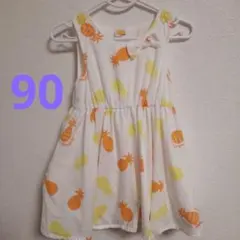 moujonjon ムージョンジョンパイナップル柄ワンピース90サイズ　女の子