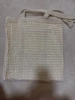 アイボリー 編み込みトートバッグ