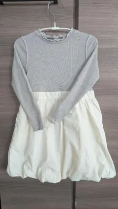 après les cours 長袖ワンピース グレー・ホワイト