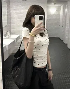 ハート柄 ホワイト Tシャツ