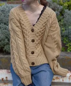 w closet ケーブル編みカーディガン ニットカーディガン