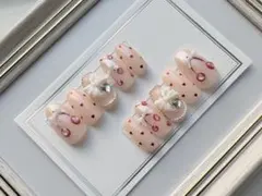 ネイルチップ さくらんぼ 春 リボン ぷっくり マグ ハート リボン ドット