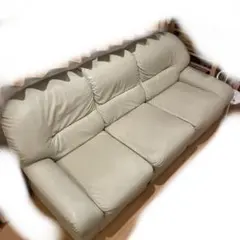 引き取り専用　ライトグリーン 合成皮革 3人掛けソファ　お値下げ可能