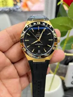 オメガ コーアクシャル 自動巻き時計 ブラック/ゴールド