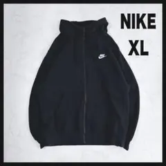 NIKE XLサイズ フルジップパーカー 黒 ブラック ロゴ刺繍