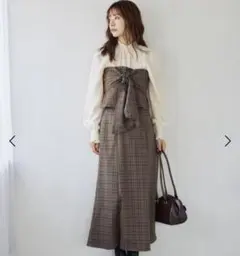 mystywoman リボンコルセット　ビスチェ　チェック柄　ブラウン　リボンのサムネイル