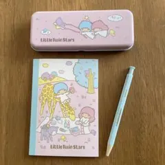 サンリオ　キキララ　文具セット　缶ペンケース　ボールペン　メモ　3点セット