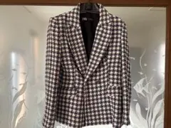 ZARA ネイビー ホワイト チェック ジャケット