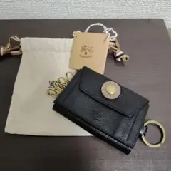 新品 イルビゾンテ 本革 キーケース 4連 キーリング 小銭入れ ブラック