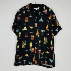 barcedos moderate カクテル柄 半袖 開襟シャツ Lサイズ