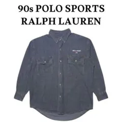 90s ポロスポーツ ブラックデニムシャツ 刺繍ロゴ ラルフローレン