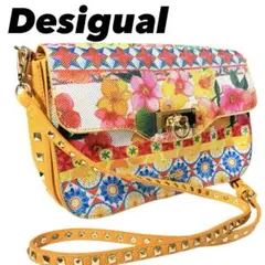 Desigual デシグアル 個性派 ショルダーバッグ スタッズ付 花柄 美品