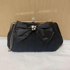 新品未使用 Feroux リボン付き 黒 パーティーバッグ