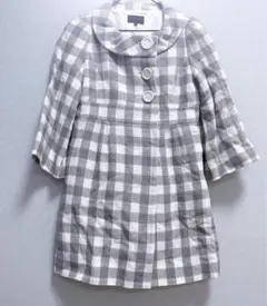 コート　チェックグレー　ホワイト　美品のサムネイル