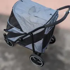 ペットカート グレー メッシュ窓付き タンスのゲン 60kg 大型犬用
