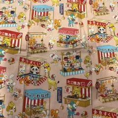 1K-073昭和レトロ♥はいから横丁♥屋台柄 巾着袋 はいから横町