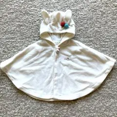 KP ニットプランナー ウサギ　白　耳付き　ポンチョ　0-2歳