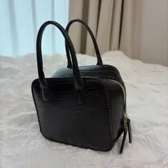 ブラック クロコダイル風 ミニハンドバッグ GU