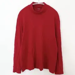 ユニクロ　ソフトタッチハイネックT レッド　L カットソー　トップス　長袖