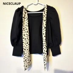 NICECLAUPレディース 半袖ブラウス ブラック パフスリーブのサムネイル