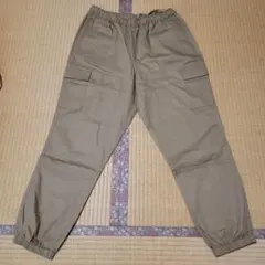 ベージュ カーゴパンツ ゴムウエスト 4ポケット