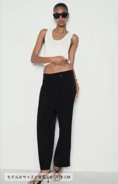 最終お値下げ ZARA ブラック ラップスタイル パンツ Mサイズ