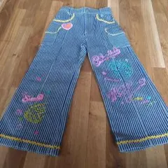 mezzo piano 刺繍付きデニムパンツ110㎝ ワイドパンツ カラフル刺繍