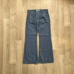 Y2K 70s ヴィンテージ フレアパンツ ピンストライプ グレー ローライズ