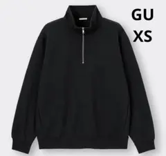 GU ジーユー ヘビーウェイトスウェットハーフジッププルオーバーXS ブラック