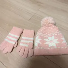 無印良品　ニット帽　毛糸の帽子、手袋セット　女の子