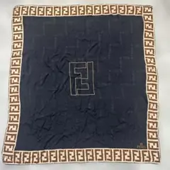 FENDI フェンディ スカーフ ハンカチ 大判 ズッカ柄 FFロゴ 黒のサムネイル