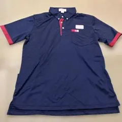 介護 看護 半袖 ポロシャツ ネイビー ピンク L