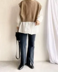 【最終値下げ】ショート丈 ニットベスト ブラウン