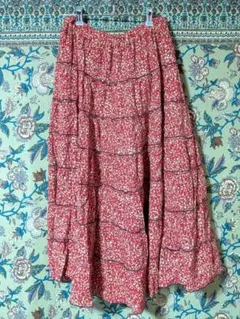 COCUE　コキュ　花柄 ロングスカート フレアスカート　レッド
