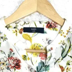 ✨美品✨ シップス SHIPS シャツワンピース フラワー柄 ホワイト 長袖