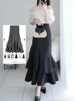 ティアードフリルアシンメトリーマーメイドスカート[gc300]