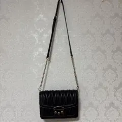 DIANA ダイアナ キルティングチェーンショルダーバッグ ブラック 
