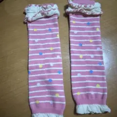 ベビーレッグウォーマー ピンク ストライプ