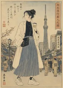 【3枚で1200円】☆現代美人画 浅草 アートポスター