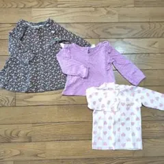 babyGAP　他　長袖　3点セット　花柄　ピンク　肩フリル　ハート　80