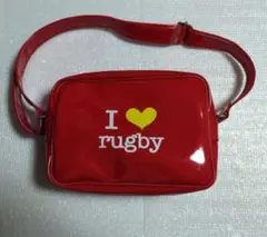 スズキラグビー　 I ❤️ rugby かわいい赤色エナメルバッグ女の子向け