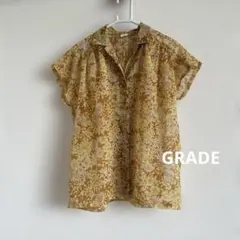 GRADE 花柄 オープンカラー フレンチスリーブ シアーシャツ ブラウスのサムネイル