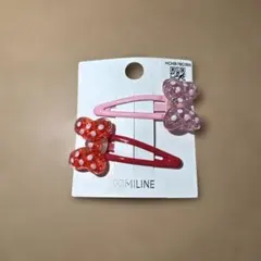 リボン型ヘアピンセット 赤 ピンク